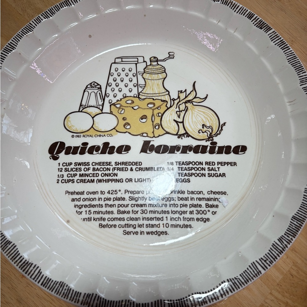 Vintage Royal China Quiche Lorraine Pie Plate